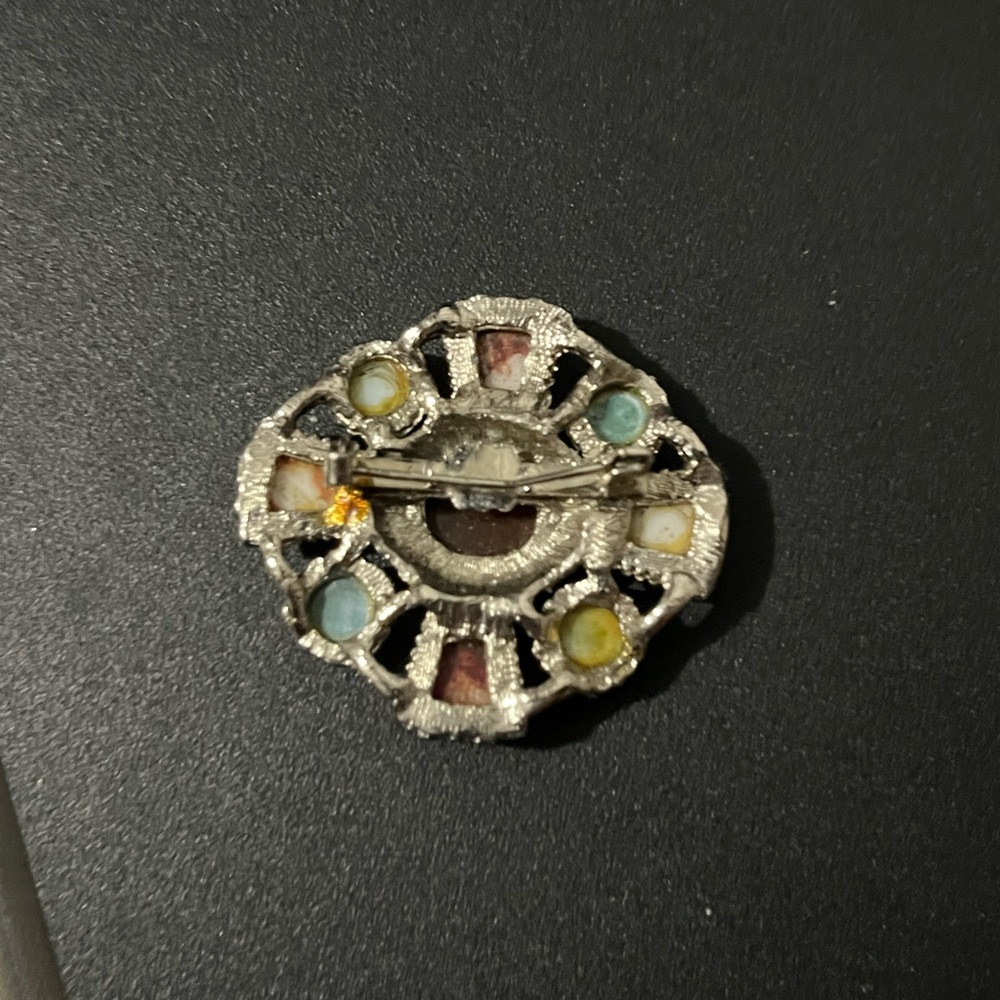 Elegant Multicolor Gemstone Brooch